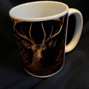 Carved Wood Deer Mug